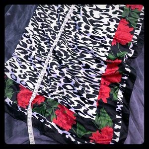 Vintage styled white leopard and roses print scarf